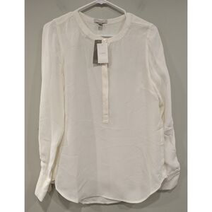 🆕 J. Crew Ivory Crepe Drapey Tunic Long Sleeve Blouse Size 4